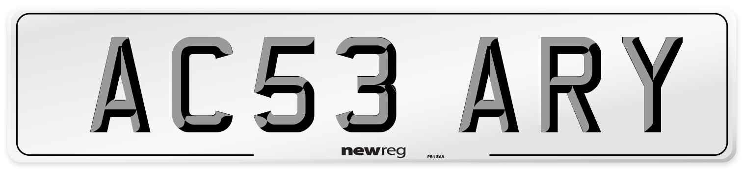 AC53 ARY Number Plate from New Reg